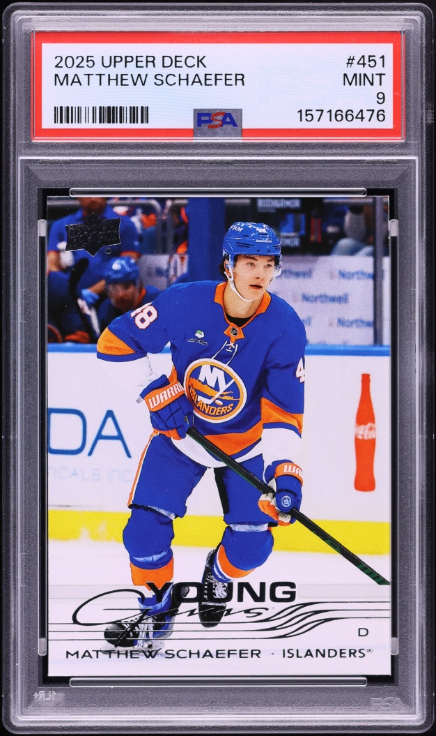 2025 Upper Deck Young Guns Matthew Schaefer ROOKIE #451 PSA 9 MINT