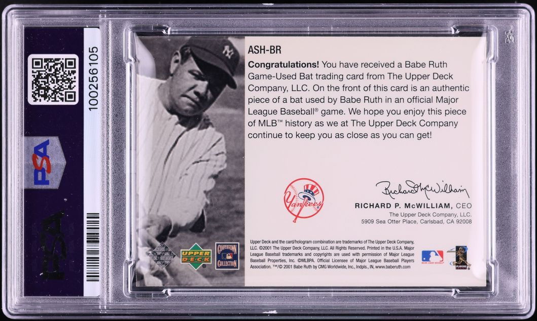 2001 Upper Deck All-Star Heroes Game Bat Babe Ruth RELIC /1933 #ASH-BR PSA 8 NM-MT