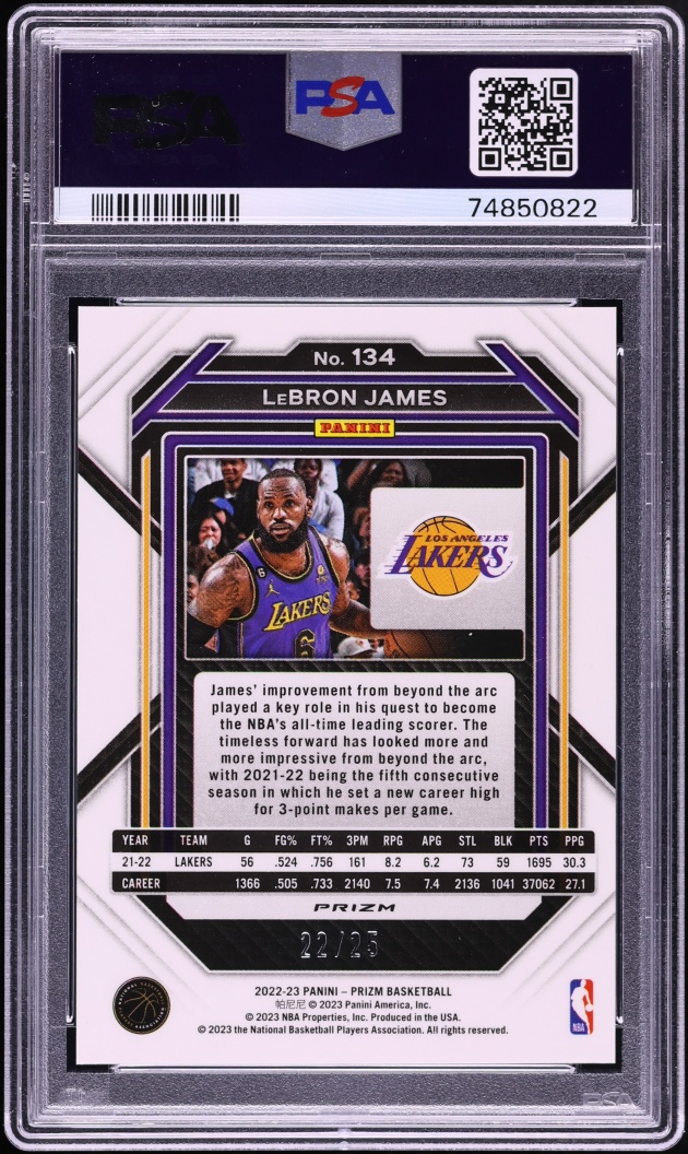 2022 Panini Prizm Mojo LeBron James /25 #134 PSA 8 NM-MT