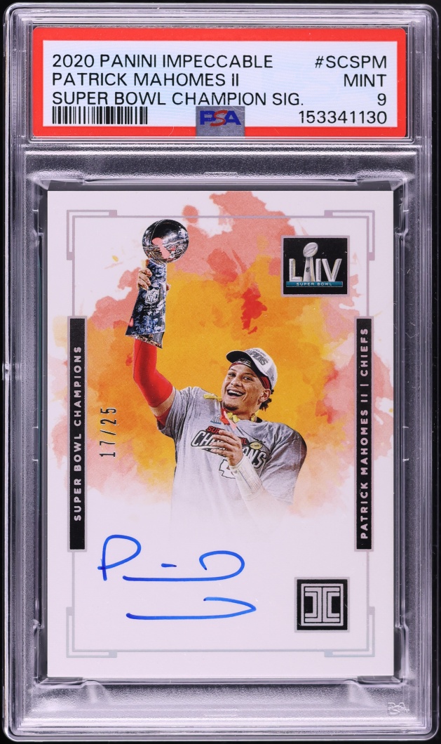 2020 Panini Impeccable Super Bowl Champion Patrick Mahomes II AUTO /25 #SCS-PM PSA 9 MINT