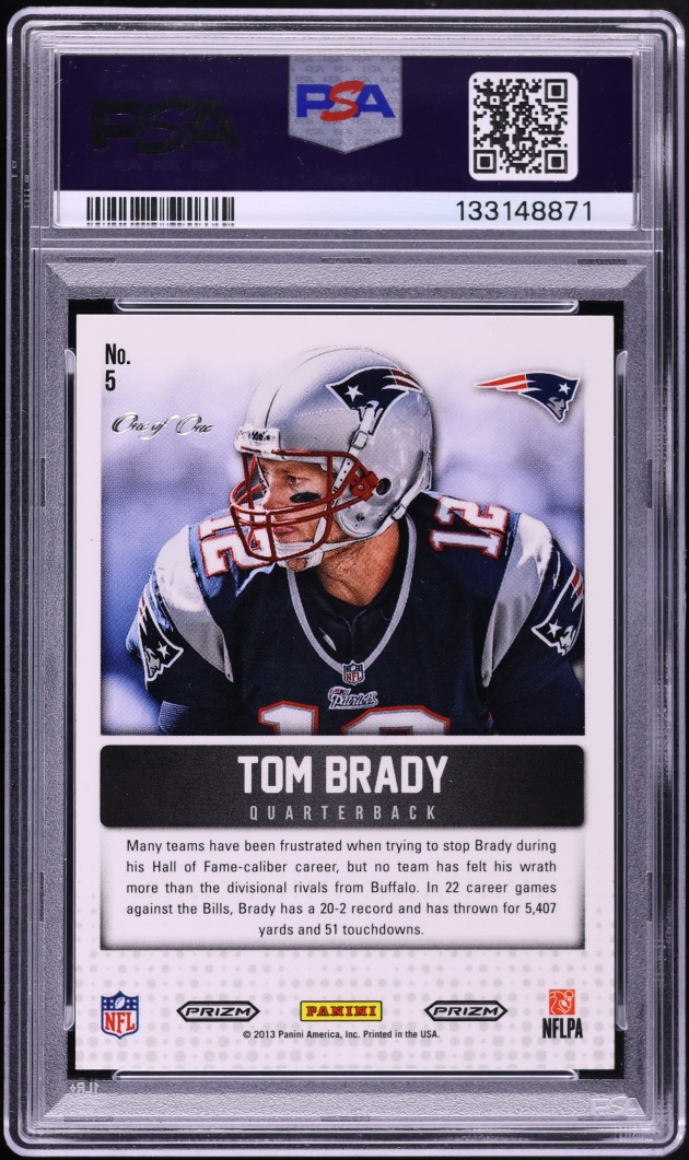 2013 Panini Cornerstones Black Prizm Tom Brady 1/1 #5 PSA 7 NRMT