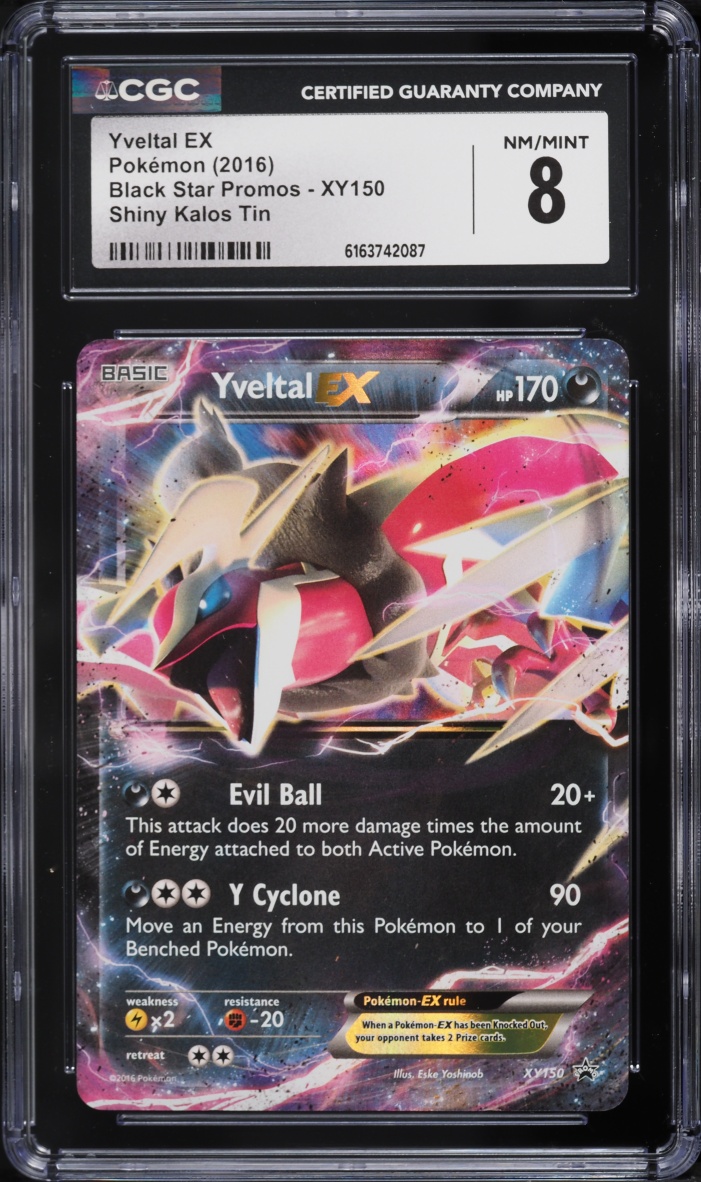 2016 Pokemon XY Black Star Promo Shiny Kalos Tin Holo Yveltal EX #XY150 CGC 8 NM-MT