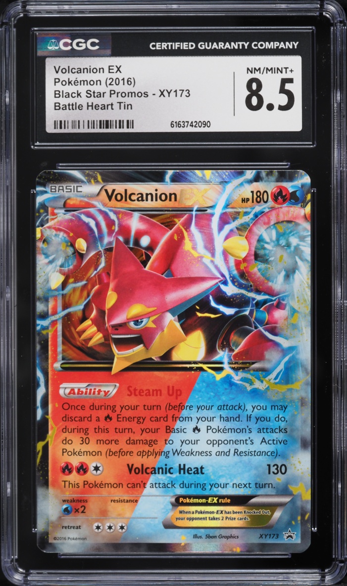 2016 Pokemon XY Black Star Promo Battle Heart Tin Holo Volcanion EX #XY173 CGC 8.5 NM-MT+