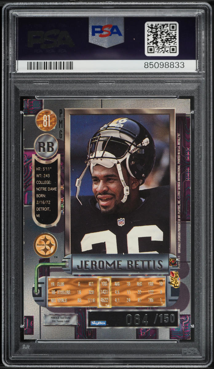 1997 Metal Universe Precious Metal Gems PMG Red Jerome Bettis /150 #81 PSA 5 EX
