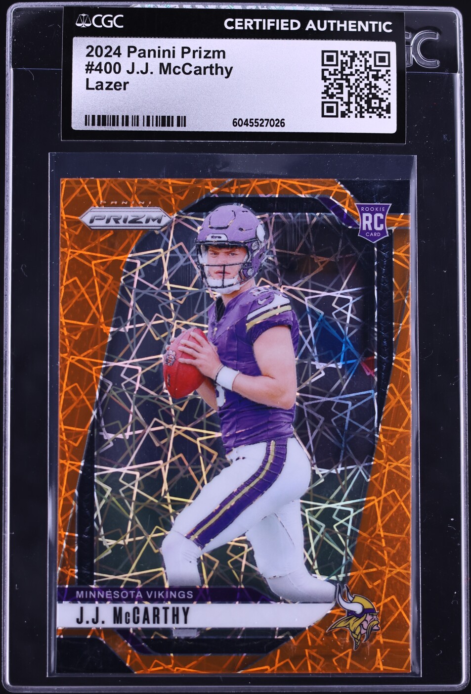 2024 Panini Prizm Lazer J.J. McCarthy ROOKIE #400 CGC AUTH