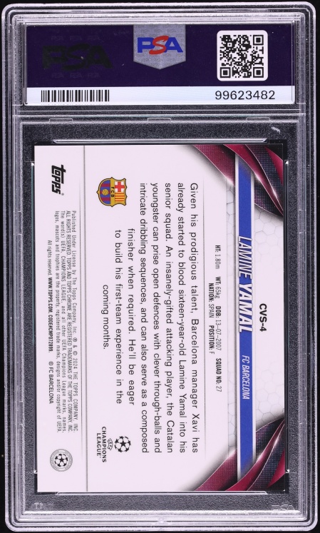 2023 Topps Chrome Sapphire UEFA Image Variations Black Lamine Yamal ROOKIE /10 #CVS-4 PSA 9