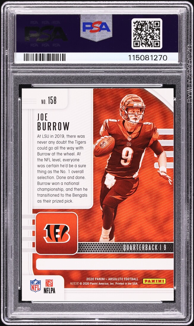 2020 Absolute Football Joe Burrow ROOKIE #158 PSA 8 NM-MT