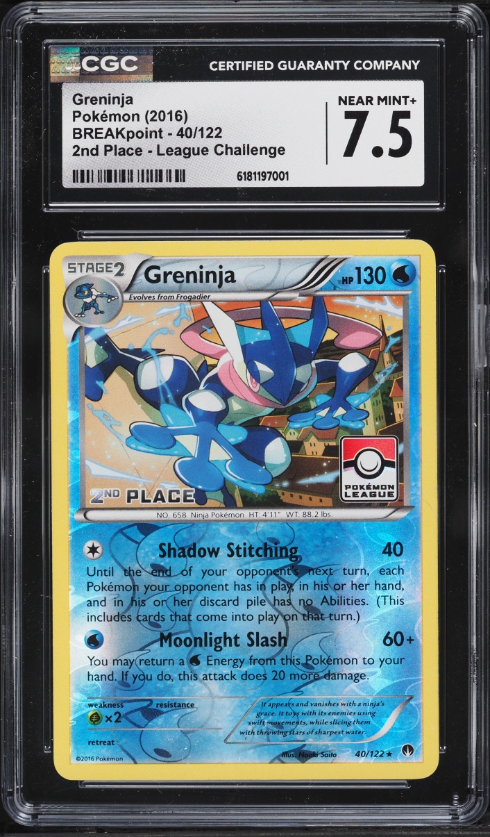 2016 Pokemon XY BREAKpoint 2nd Place League Challenge Greninja #40 CGC 7.5 NRMT+