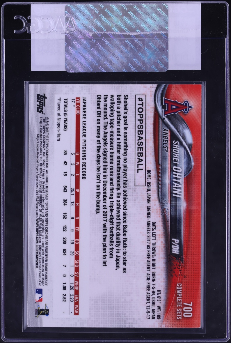 2018 Topps Chrome Complete Sets Image Variations Shohei Ohtani ROOKIE #700 CGC AUTH