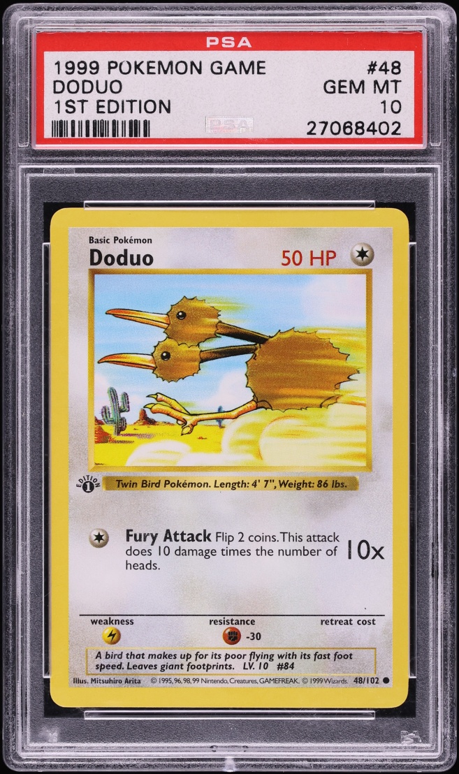 1999 Pokemon Base Set Shadowless 1st Edition Doduo #48 PSA 10 GEM MINT