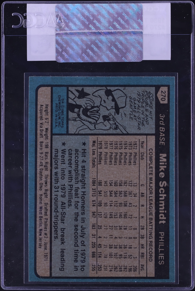 1980 Topps Mike Schmidt ALL-STAR #270 CGC AUTH