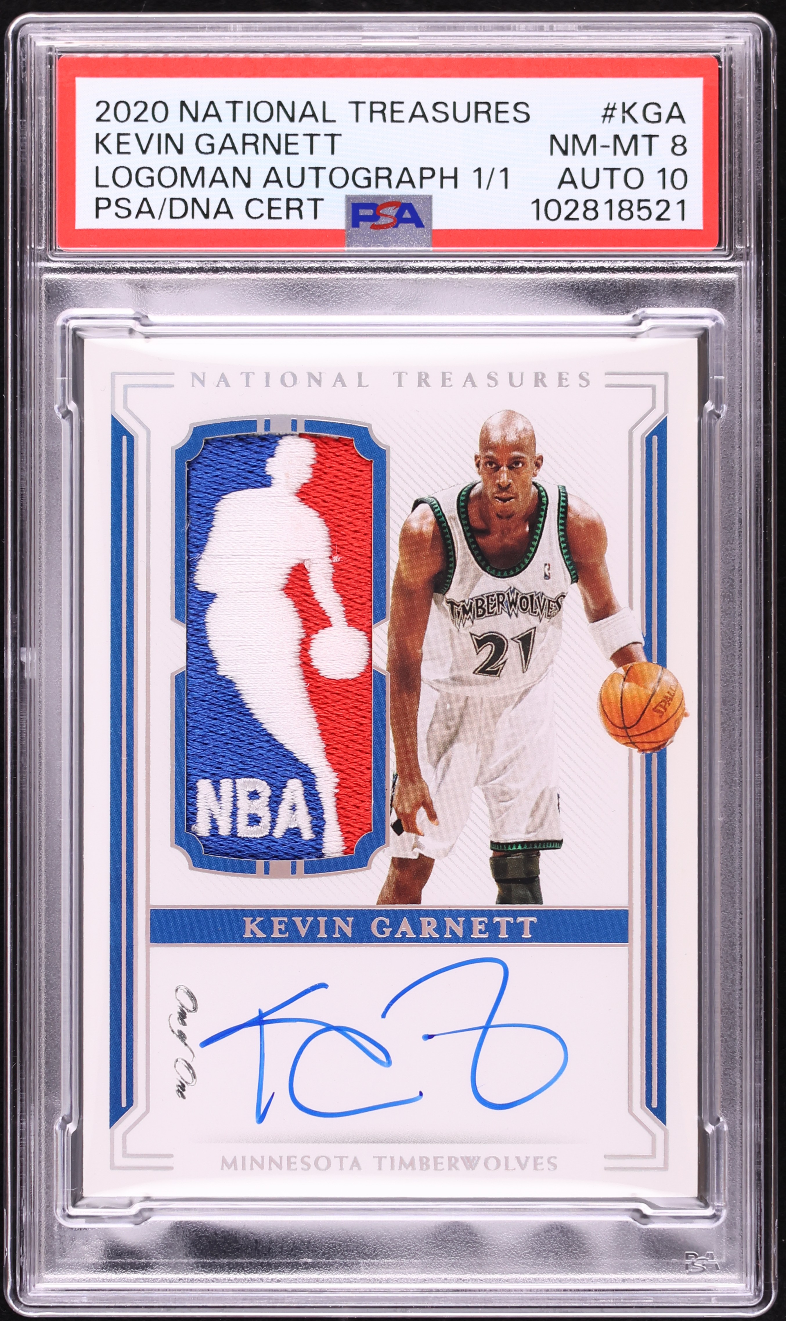 2020 National Treasures Kevin Garnett LOGOMAN PATCH AUTO DNA 10 1