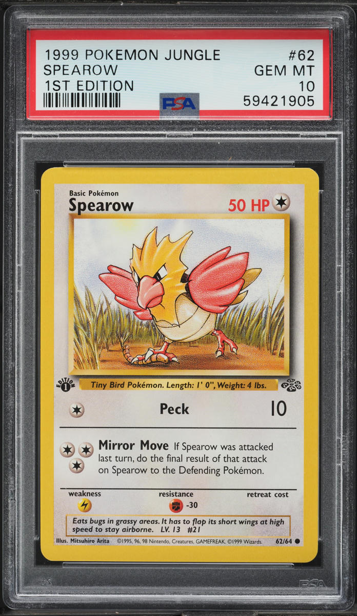 1999 Pokemon Jungle 1st Edition Spearow #62 PSA 10 GEM MINT