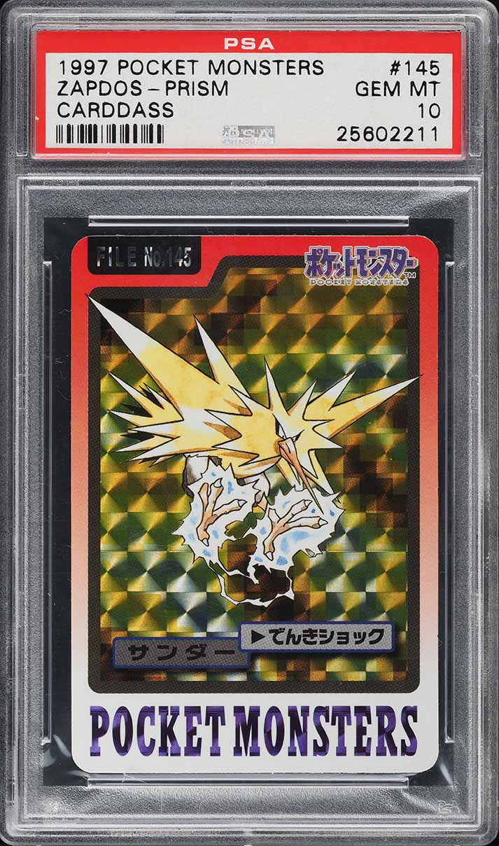 1997 Pokemon Japanese Pocket Monsters Carddass Prism Zapdos #145 PSA 10 GEM MINT