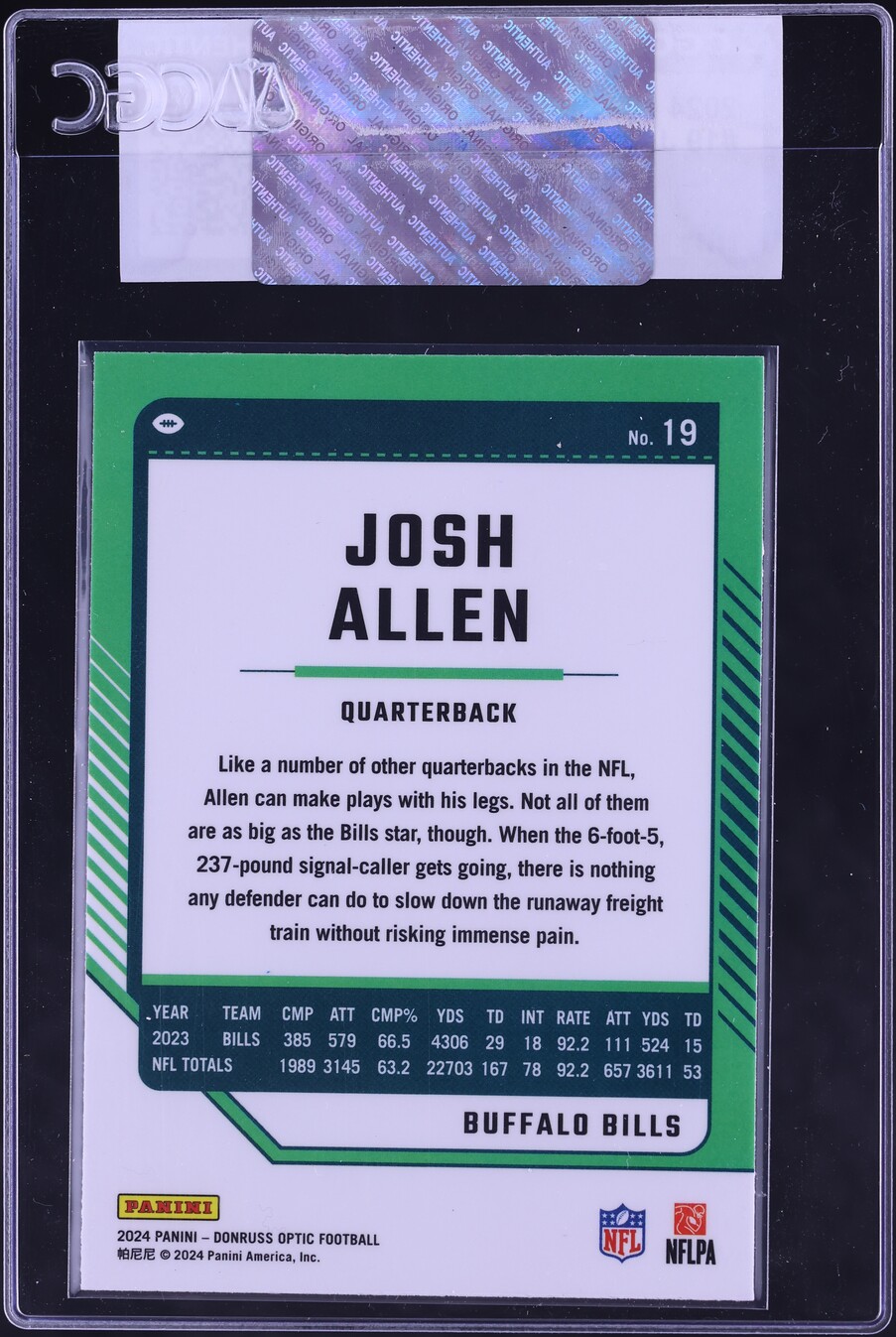 2024 Donruss Optic Josh Allen #19 CGC AUTH
