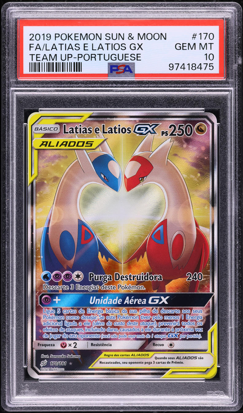 2019 Pokemon Portuguese SM Team Up Full Art Latias & Latios GX #170 PSA 10 GEM