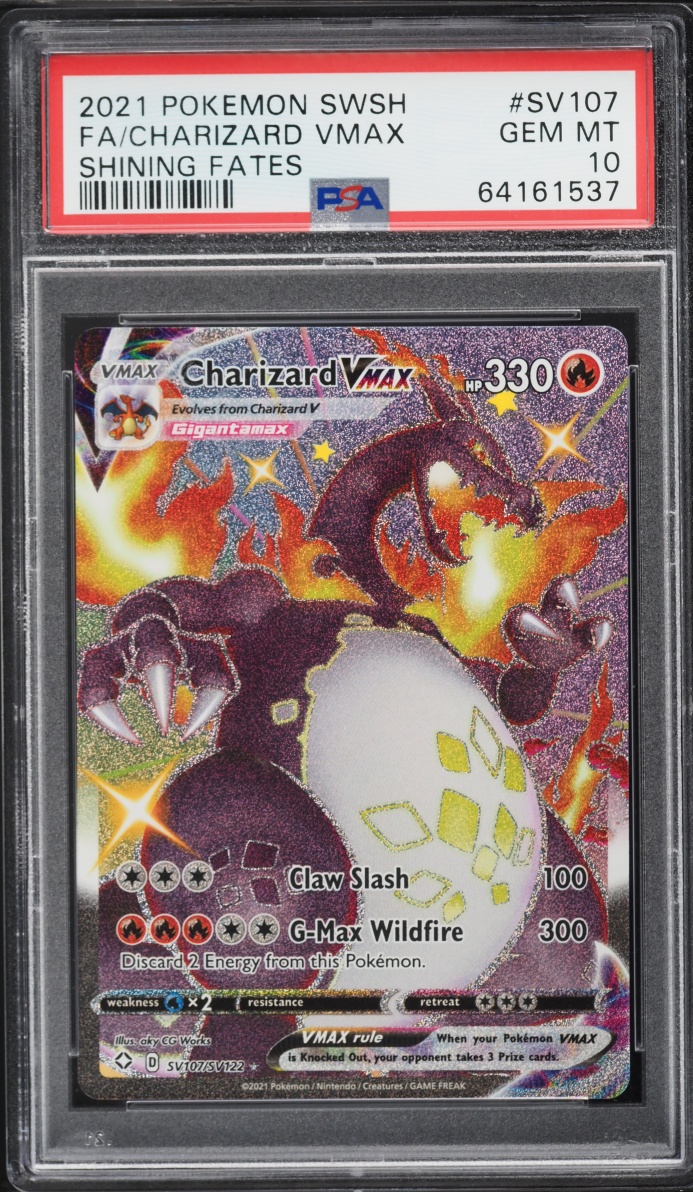 2021 Pokemon SWSH Shining Fates Shiny Vault Full Art Charizard VMAX #SV107 PSA 10 GEM MINT