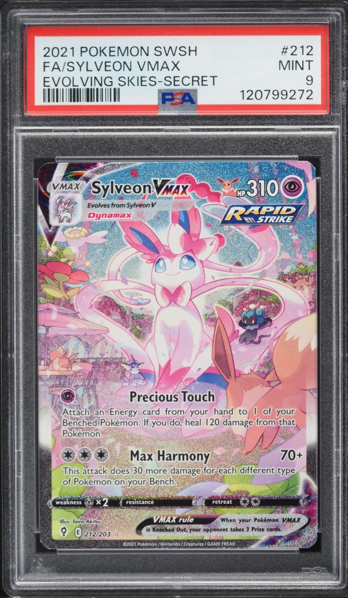 2021 Pokemon Sword & Shield Evolving Skies Full Art Sylveon VMAX #212 PSA 9 MINT