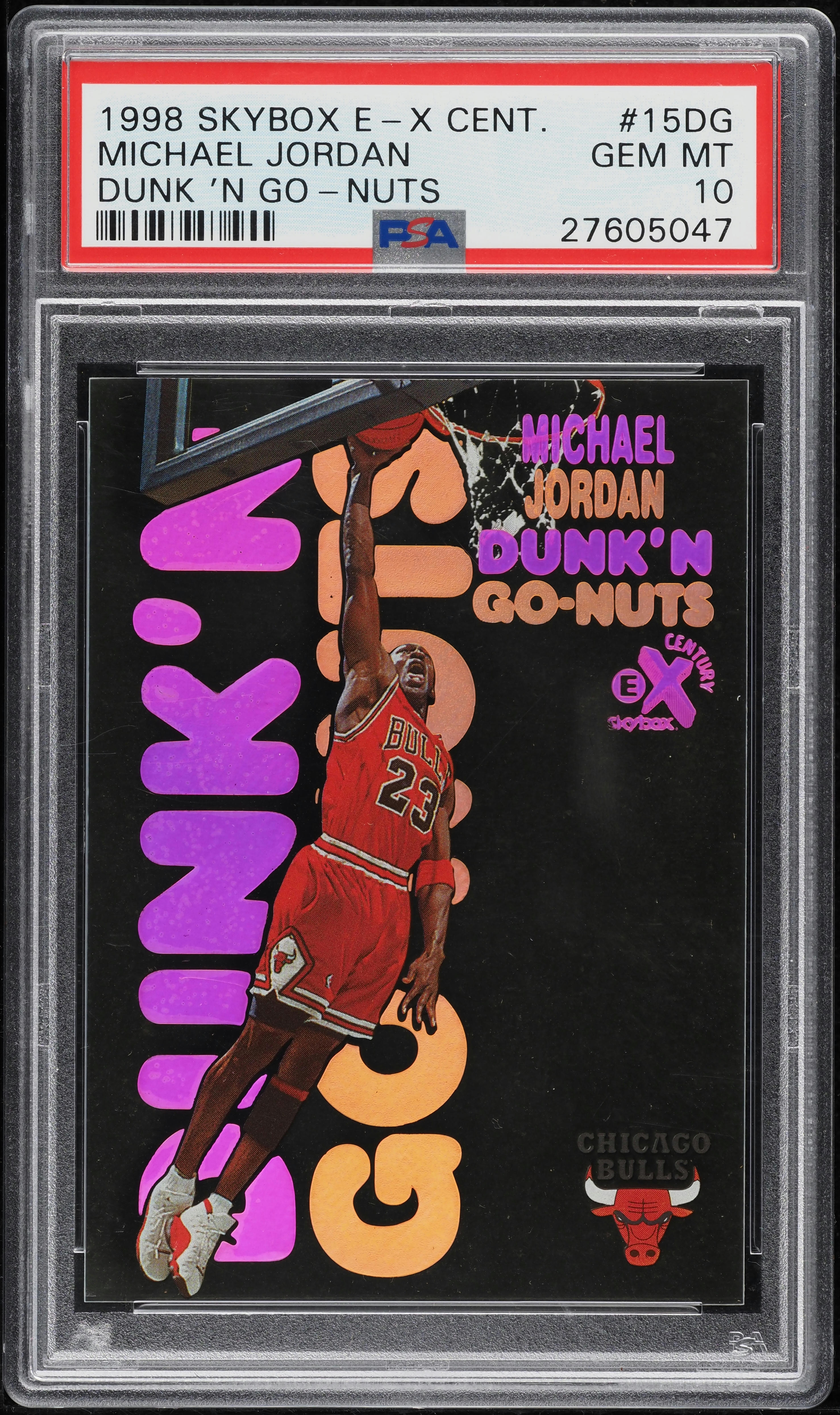 1998 Skybox E-X Century Dunk 'N Go-Nuts Michael Jordan #15DG PSA