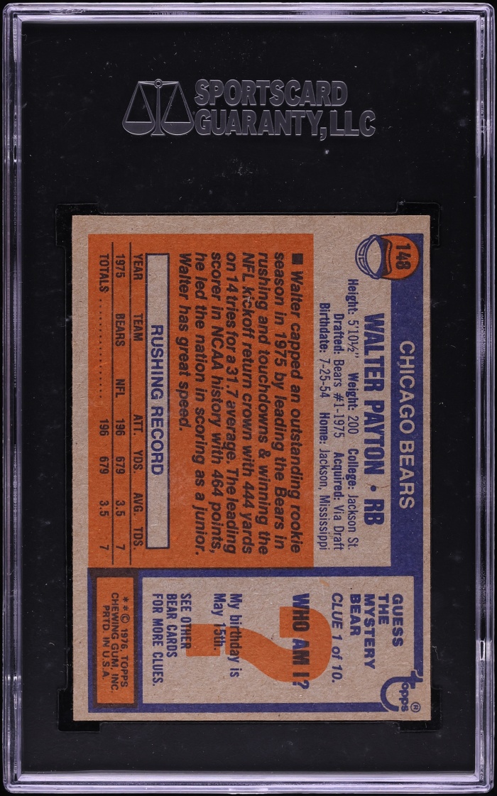1976 Topps Football Walter Payton ROOKIE #148 SGC 9 MINT