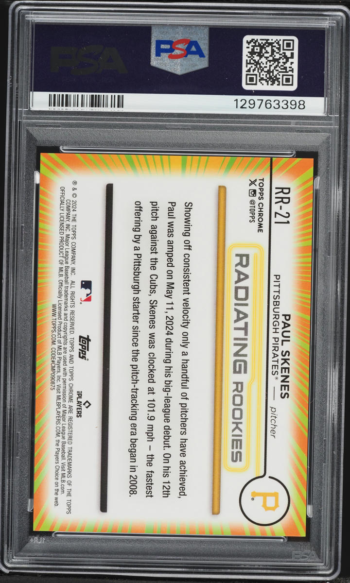 2024 Topps Chrome Update Radiating Paul Skenes ROOKIE #RR-21 PSA 8 NM-MT