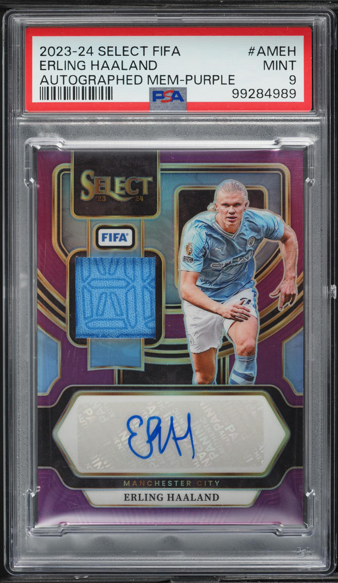 2023 Select FIFA Purple Erling Haaland PATCH AUTO /49 #AMEH PSA 9 MINT