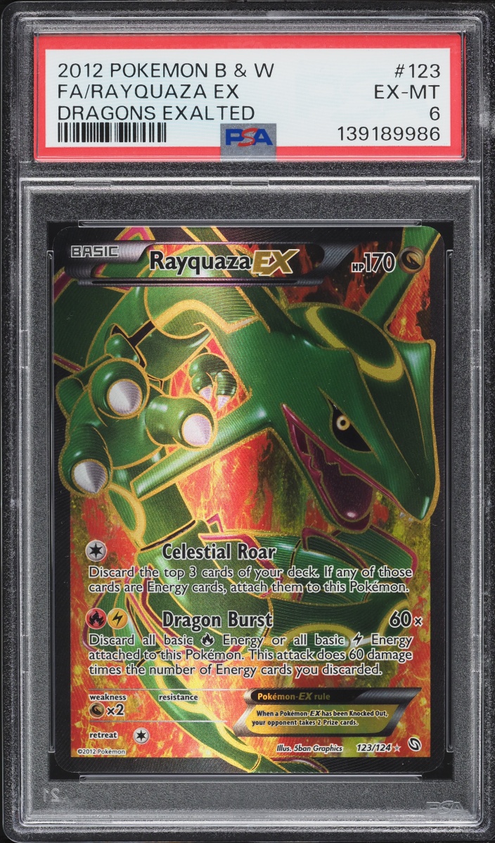 2012 Pokemon Black & White Dragons Exalted Full Art Rayquaza EX #123 PSA 6 EXMT
