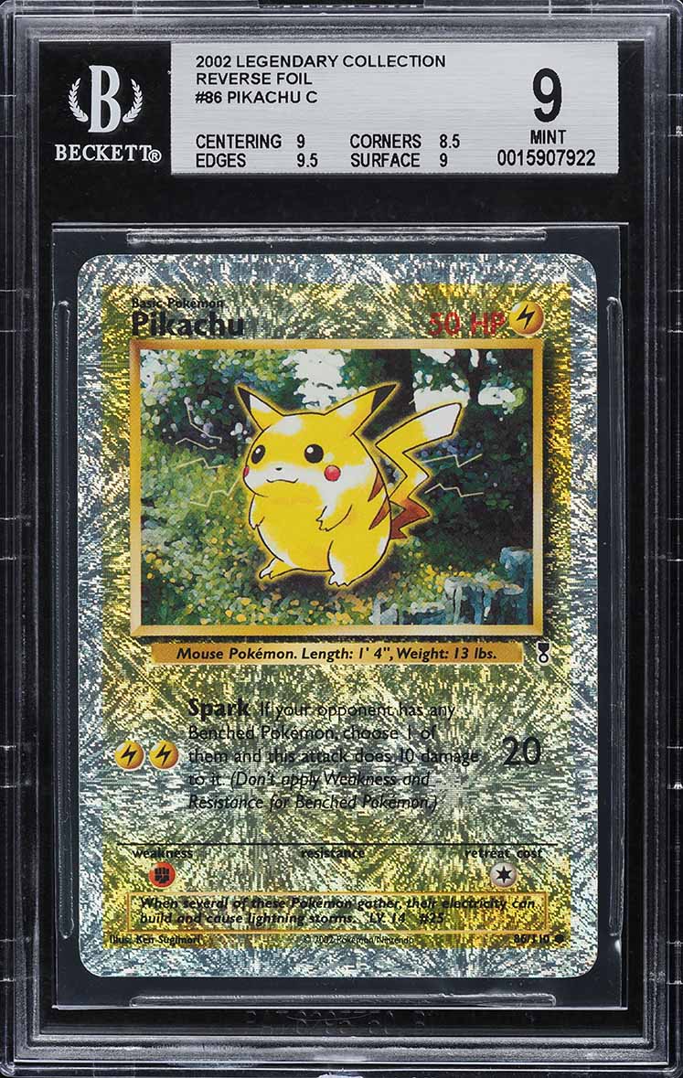 2002 Pokemon Legendary Collection Reverse Holo Pikachu #86 BGS 9 MINT