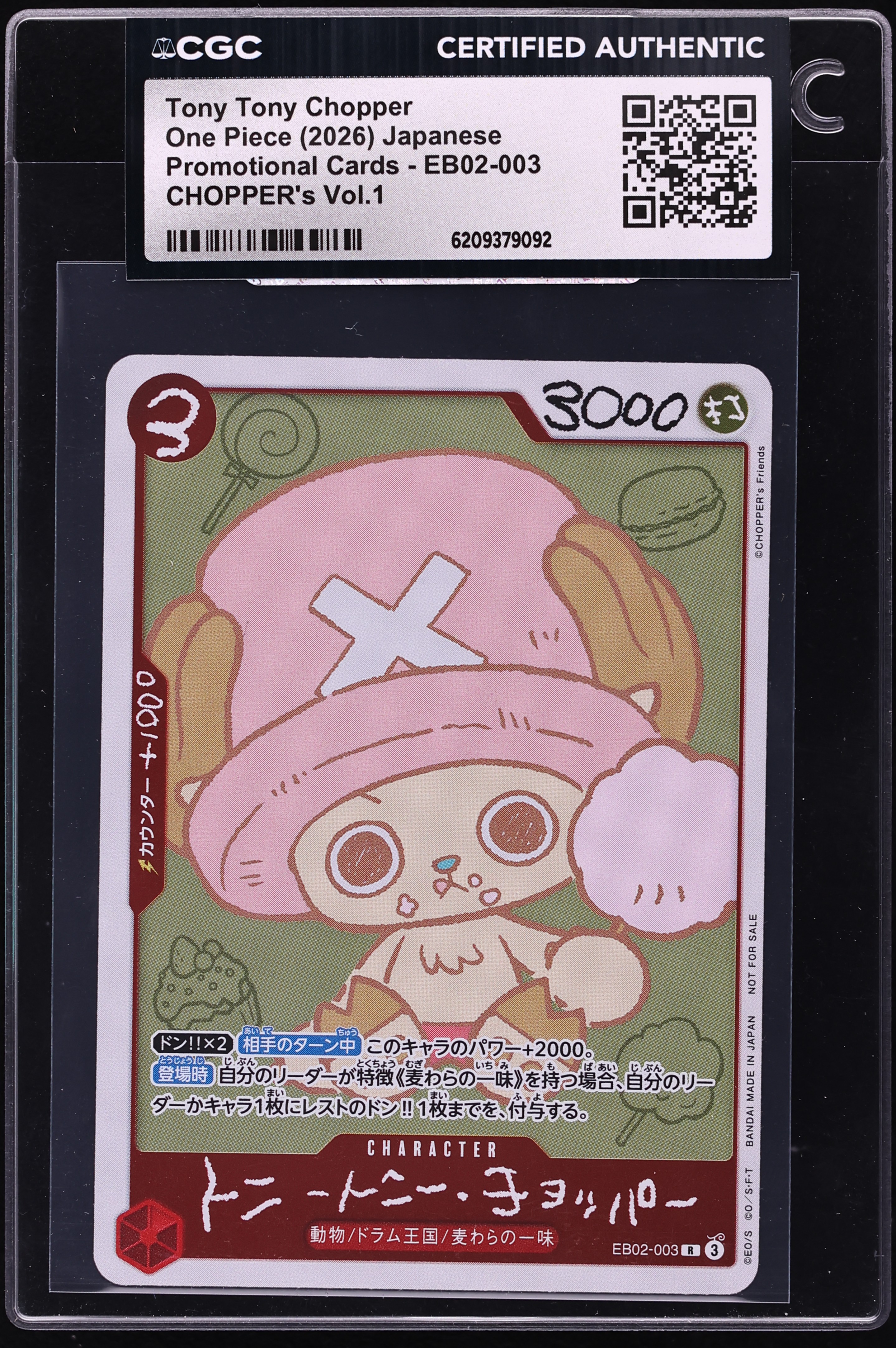 2026 One Piece Japanese Promo CHOPPER's Vol. 1 Tony Tony Chopper #EB02-003 CGC AUTH