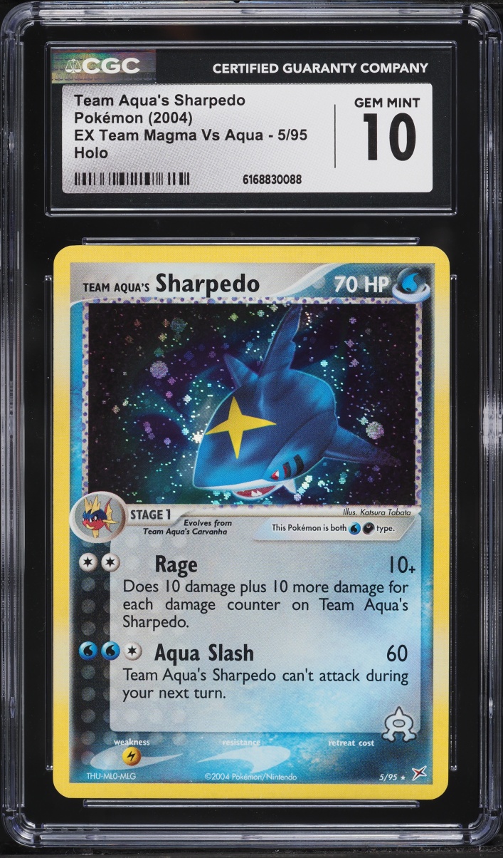 2004 Pokemon EX Team Magma Vs Aqua Holo Team Aqua's Sharpedo #5 CGC 10 GEM MINT