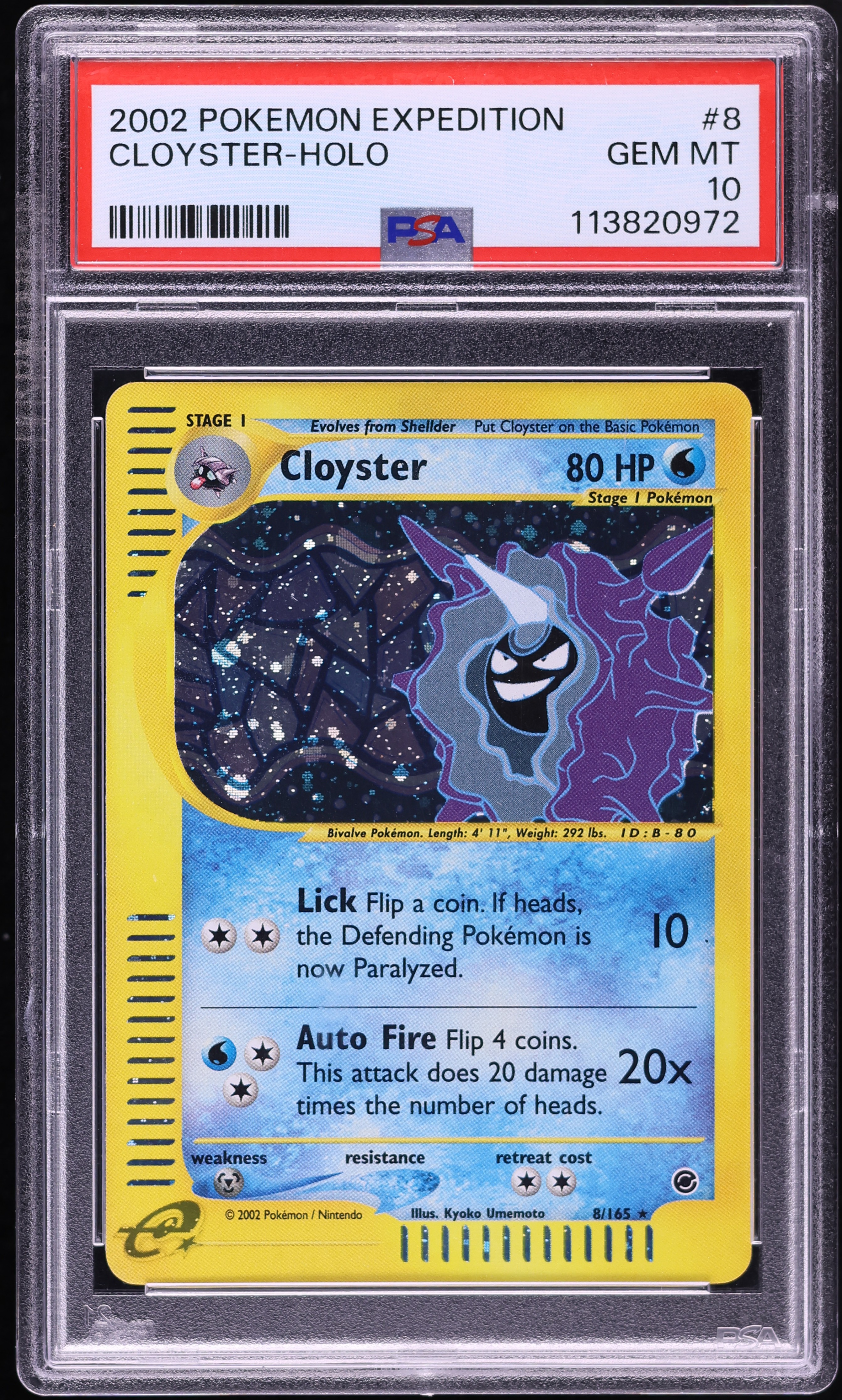 2002 Pokemon Expedition Holo Cloyster #8 PSA 10 GEM MINT