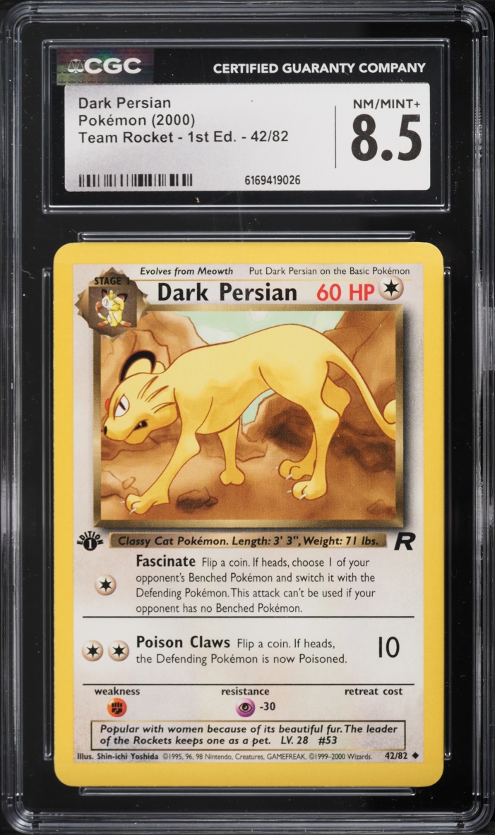 2000 Pokemon Team Rocket 1st Edition Dark Persian #42 CGC 8.5 NM-MT+
