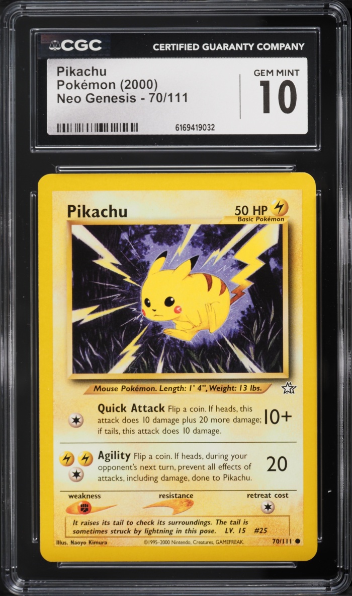 2000 Pokemon Neo Genesis Pikachu #70 CGC 10 GEM MINT