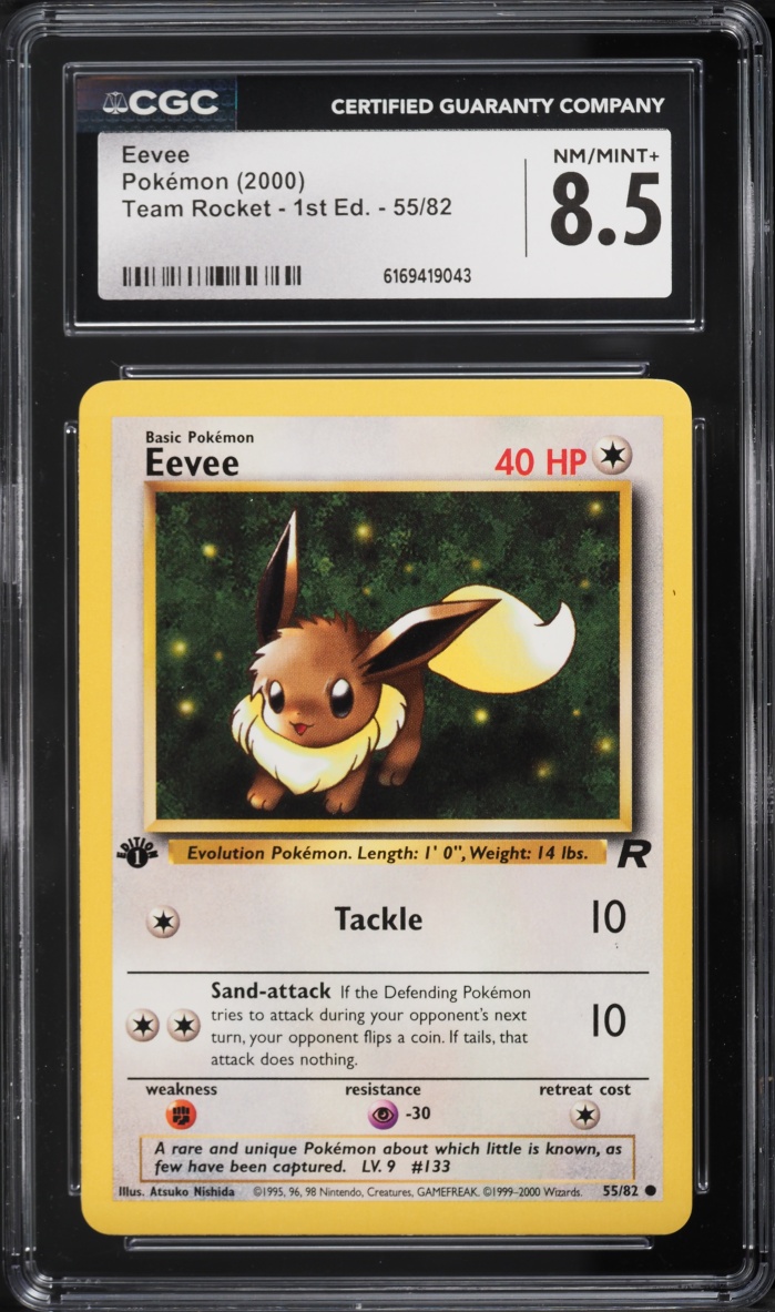 2000 Pokemon Team Rocket 1st Edition Eevee #55 CGC 8.5 NM-MT+