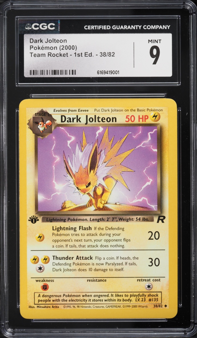 2000 Pokemon Team Rocket 1st Edition Dark Jolteon #38 CGC 9 MINT
