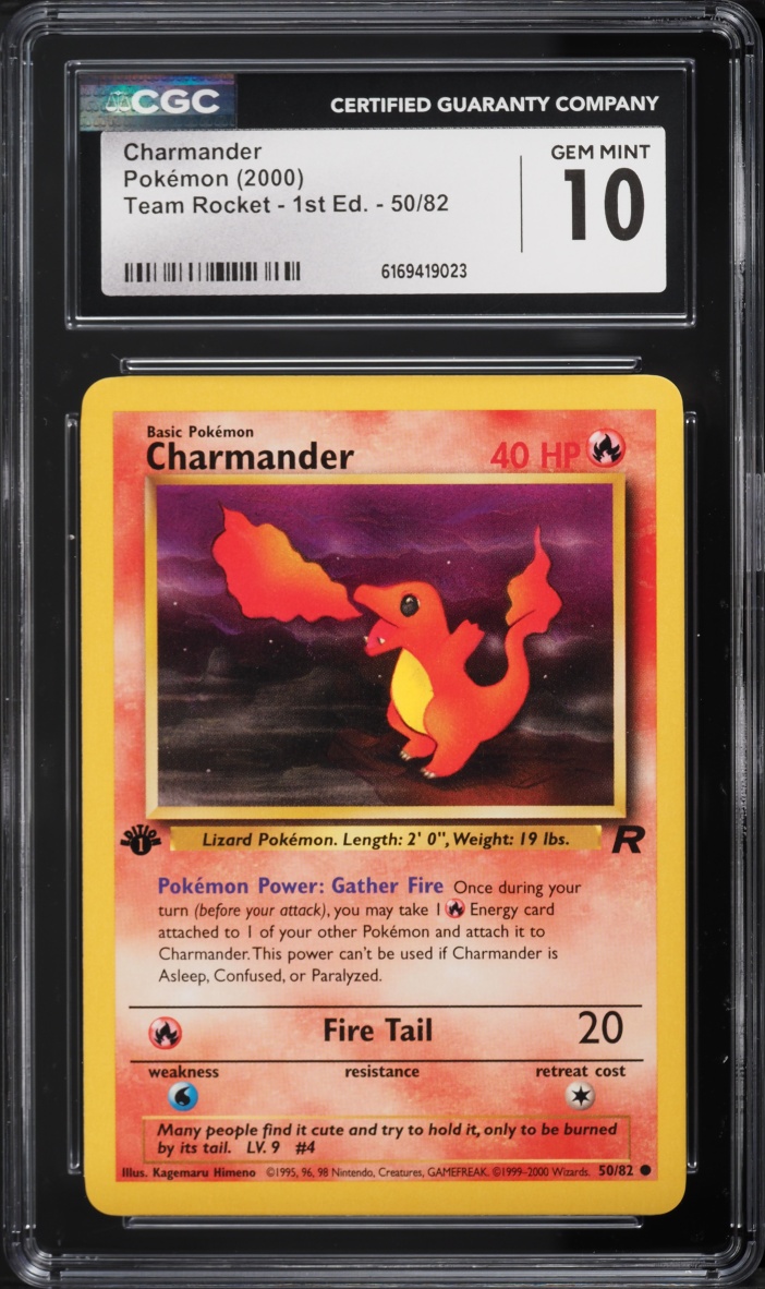 2000 Pokemon Team Rocket 1st Edition Charmander #50 CGC 10 GEM MINT