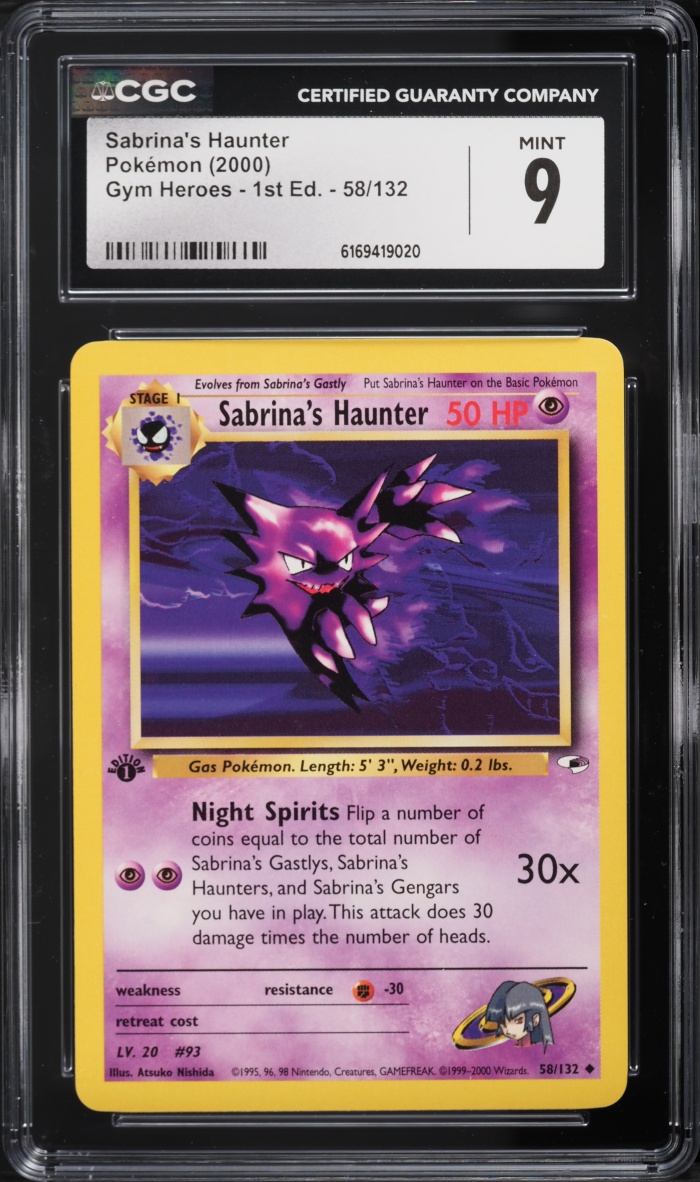 2000 Pokemon Gym Heroes 1st Edition Sabrina's Haunter #58 CGC 9 MINT