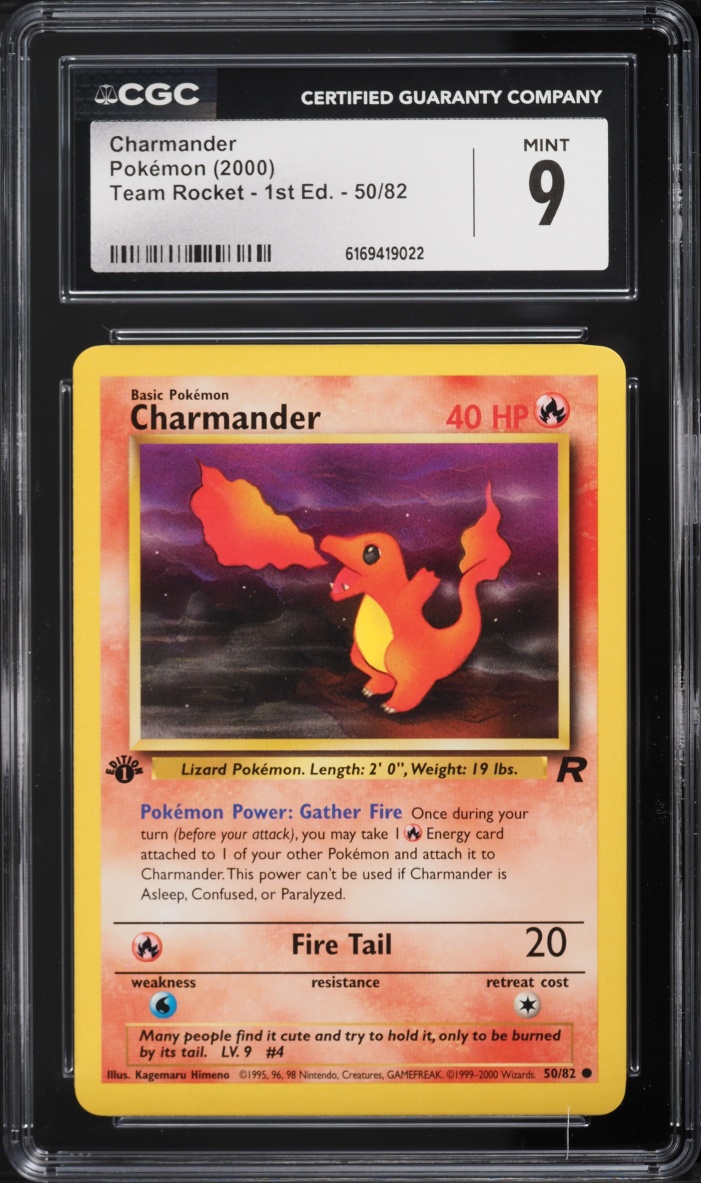 2000 Pokemon Team Rocket 1st Edition Charmander #50 CGC 9 MINT