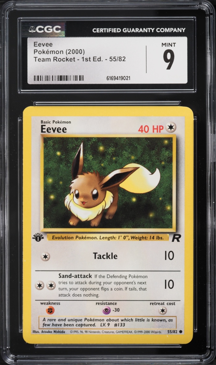 2000 Pokemon Team Rocket 1st Edition Eevee #55 CGC 9 MINT
