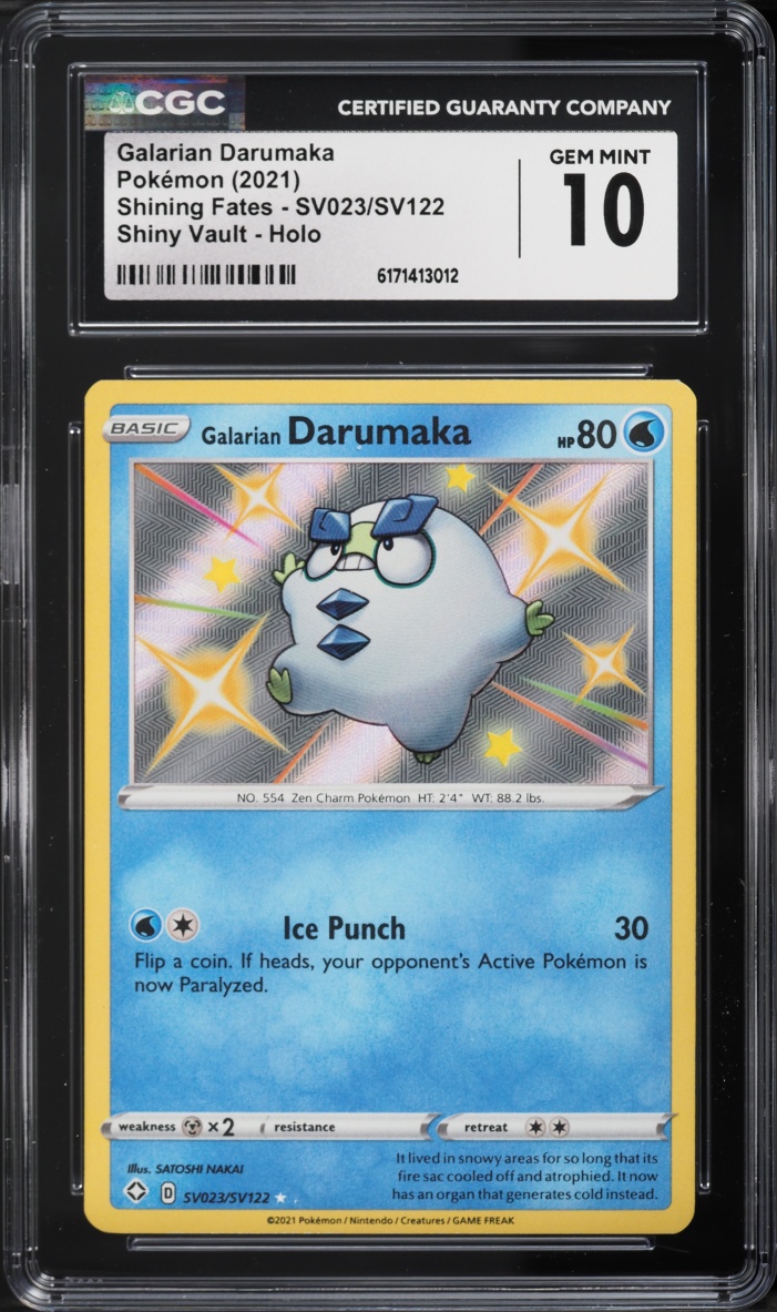 2021 Pokemon Sword & Shield Shining Fates Shiny Galarian Darumaka #SV023 CGC 10 GEM MINT