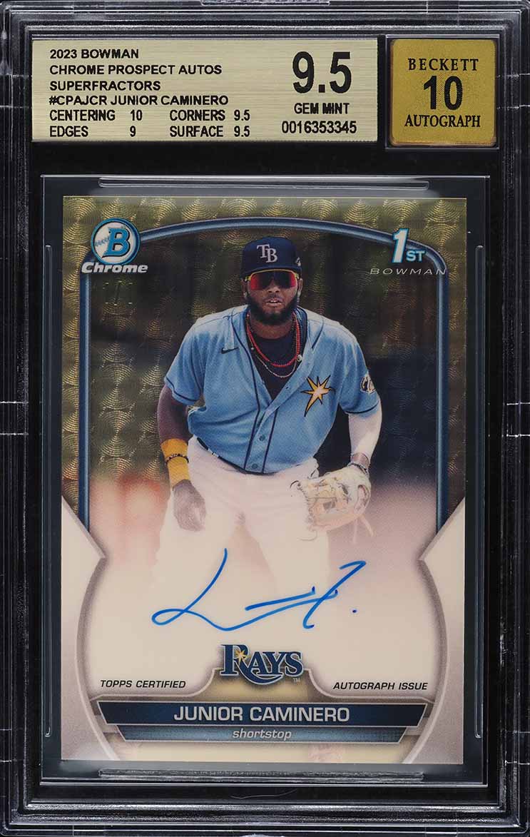 2023 Bowman Chrome Superfractor Junior Caminero ROOKIE AUTO 1/1 #JCR BGS 9.5 GEM