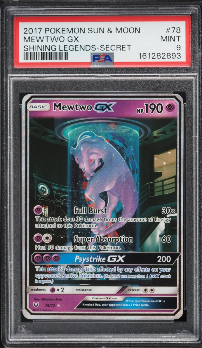 2017 Pokemon Sun & Moon Shining Legends Full Art Mewtwo GX #78 PSA 9 MINT