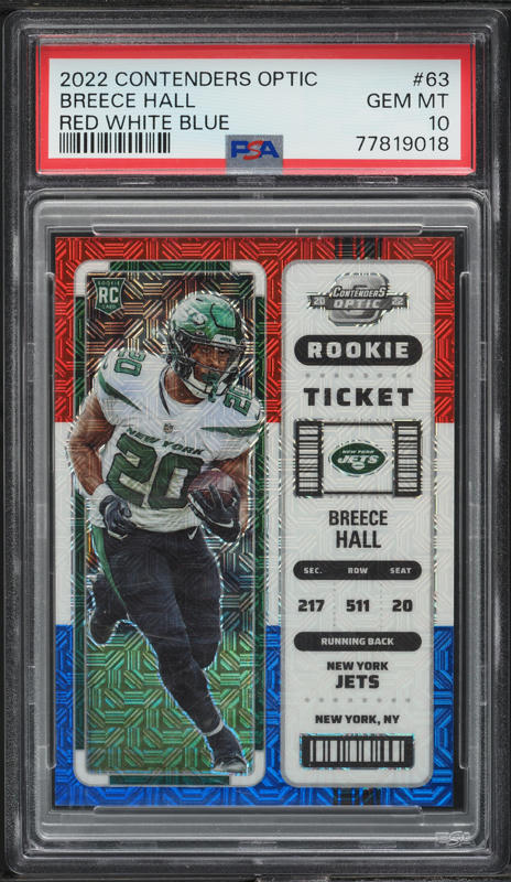 2022 National Treasures NFL Breece Hall ROOKIE SHIELD PATCH AUTO 1