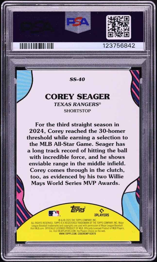 2025 Topps Summer Superstars Corey Seager #SS-40 PSA 10 GEM MINT