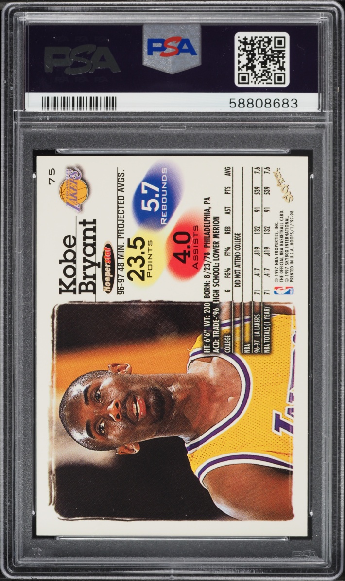 1997 Hoops Kobe Bryant #75 PSA 8 NM-MT