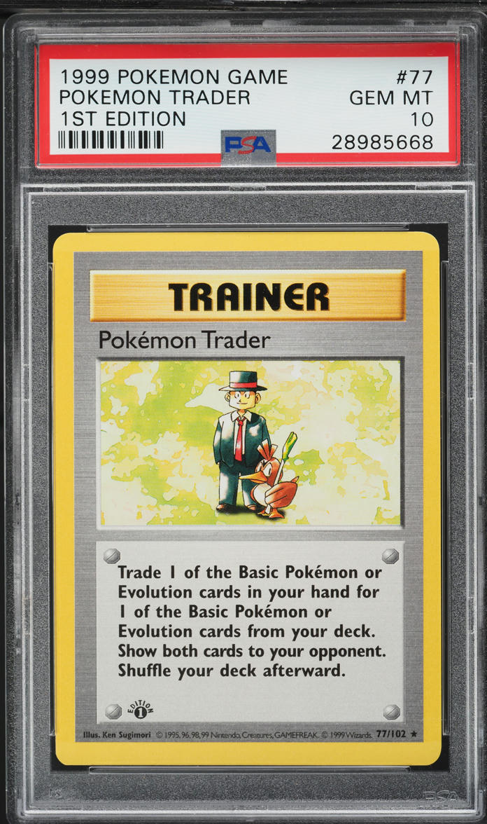 1999 Pokemon Base Set Shadowless 1st Edition Pokemon Trader #77 PSA 10 GEM MINT