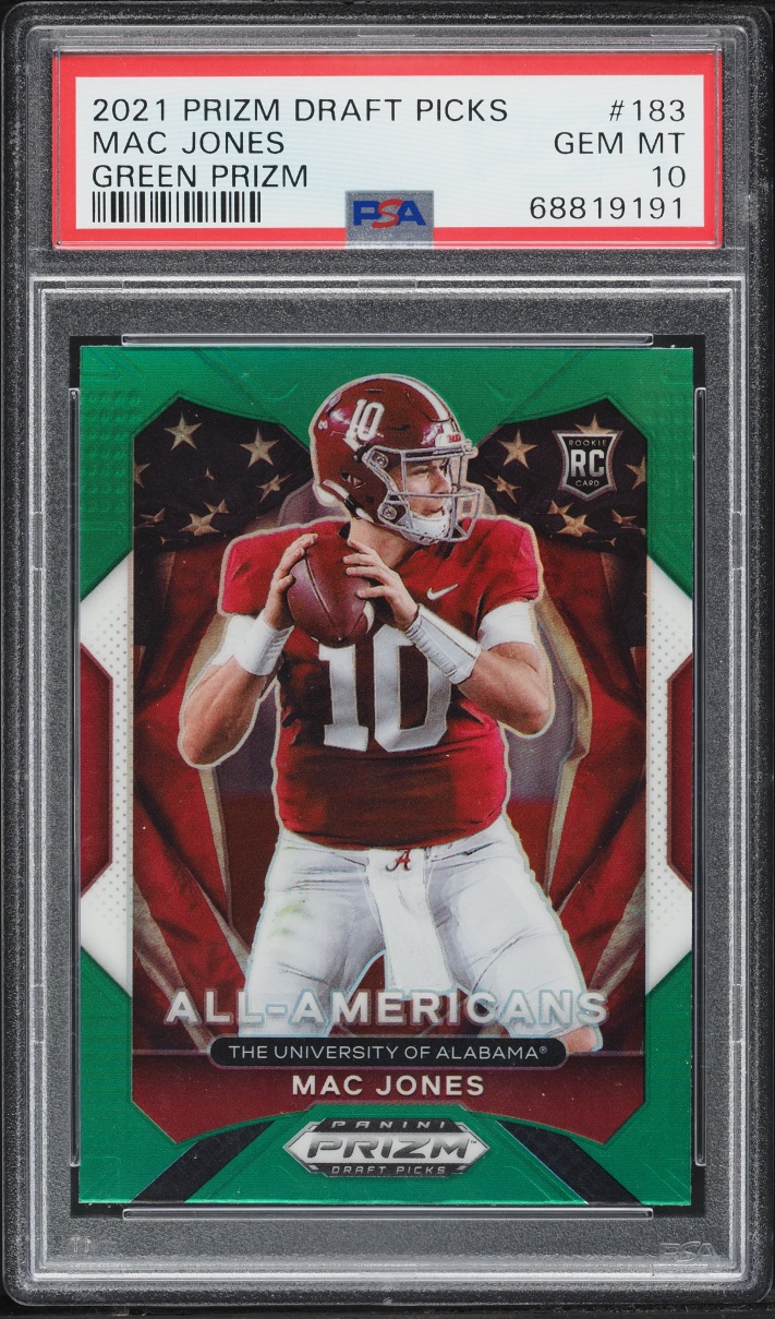 2021 Panini Prizm Draft Picks Green Mac Jones ROOKIE #183 PSA 10 GEM MINT