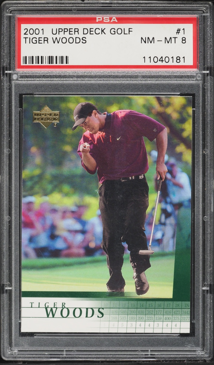 2001 Upper Deck Golf Tiger Woods ROOKIE #1 PSA 8 NM-MT