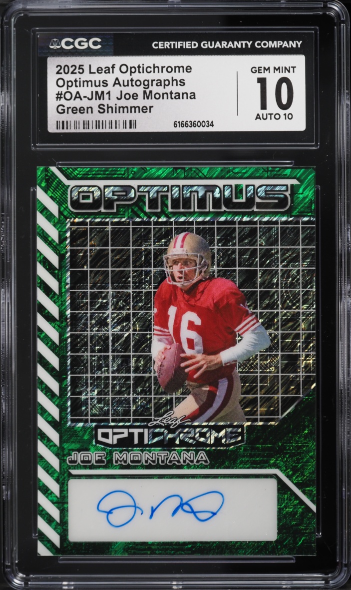 2025 Leaf Optichrome Optimus Green Shimmer Joe Montana AUTO 1/6 #OA-JM1 CGC 10 GEM MINT