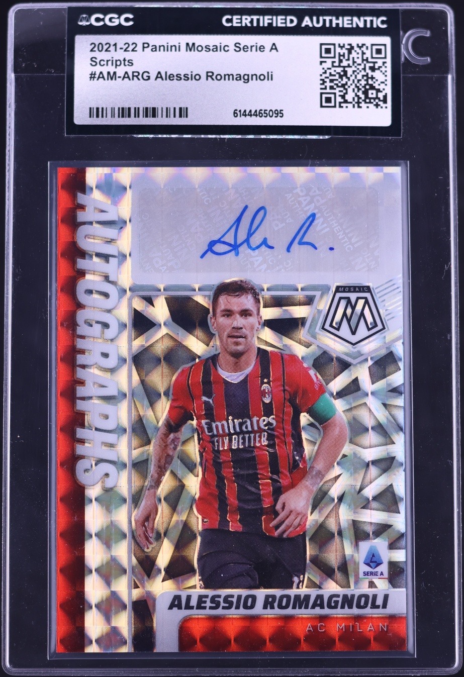 2021 Panini Mosaic Serie A Scripts Prizm Alessio Romagnoli AUTO #AM-ARG CGC AUTH